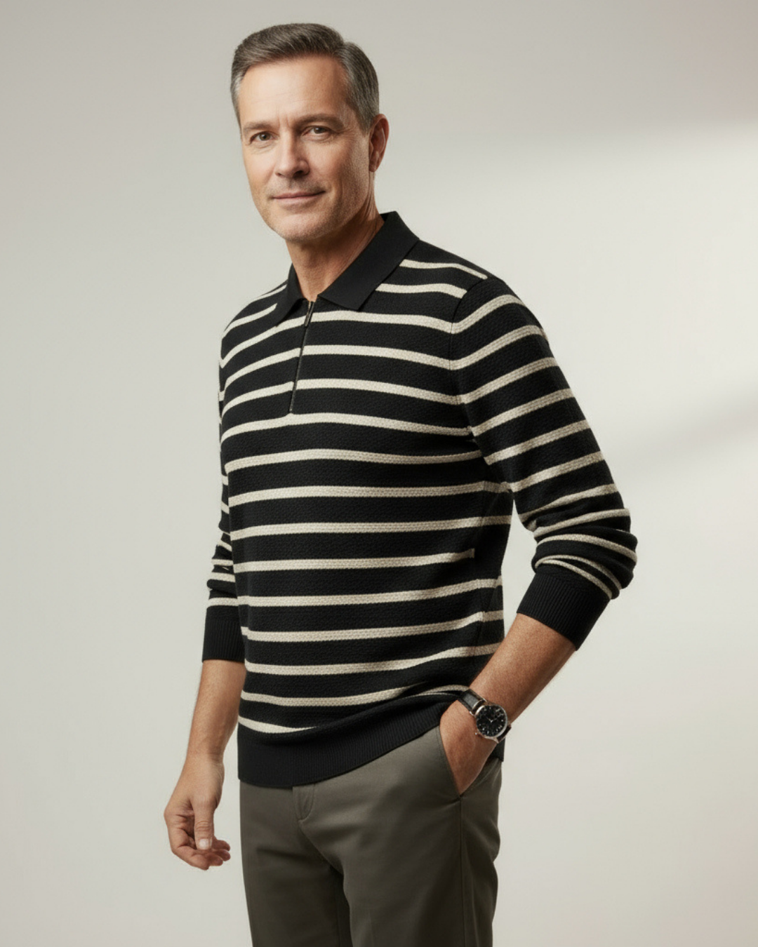 Textured half-zip polo